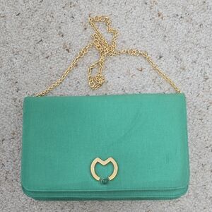 Mila Schon Emerald Green Shoulder Bag Made In Italy